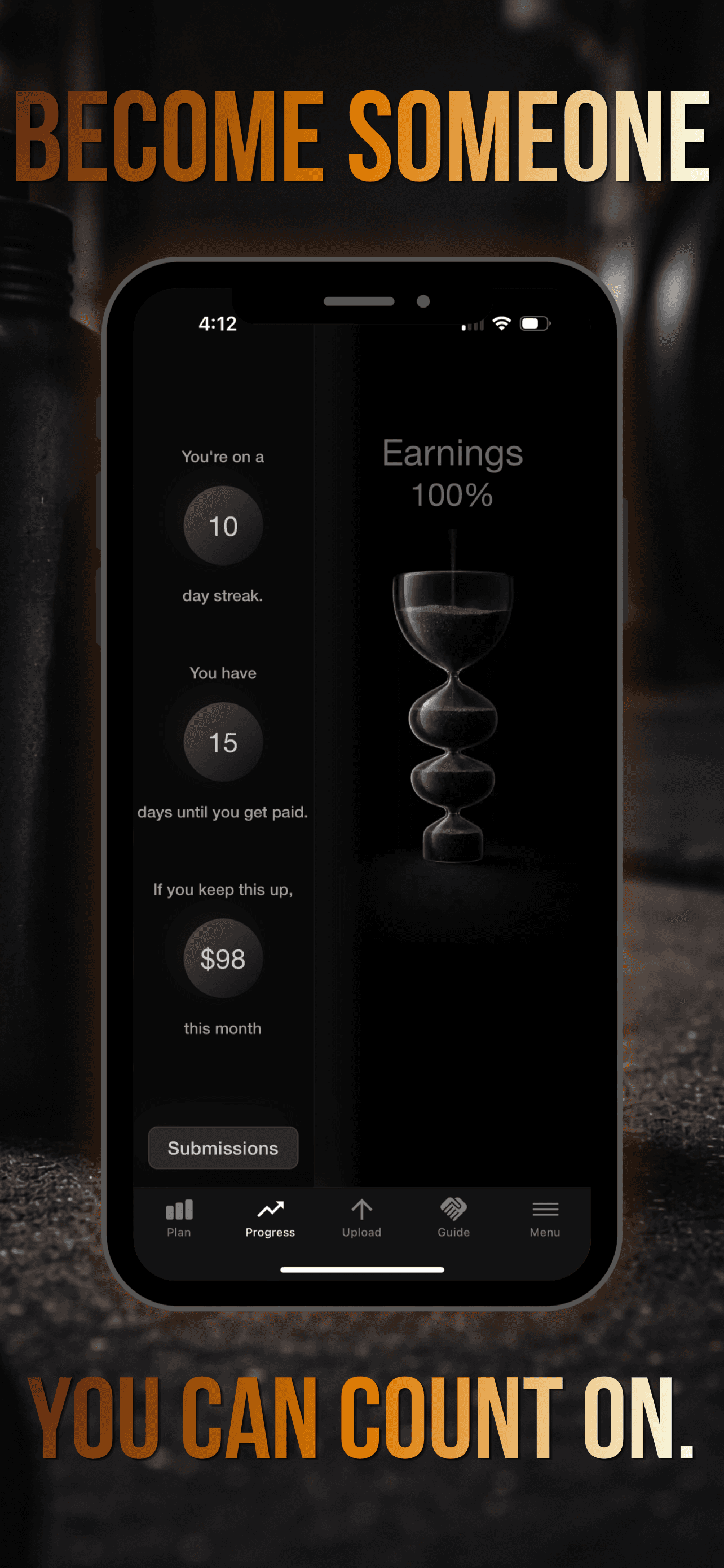 Protagonist app screen showing earn-back rewards for follow-through