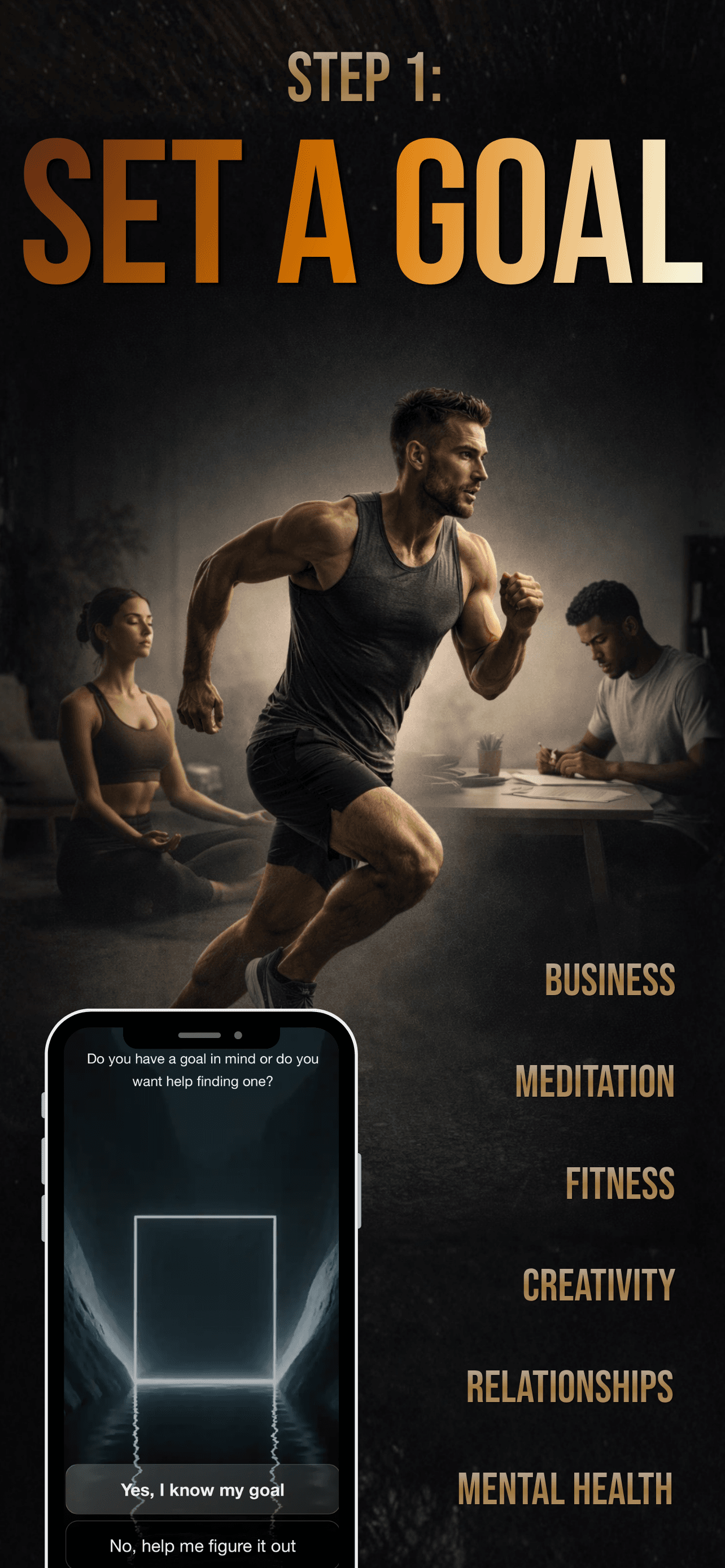 Protagonist app screen for setting a personal goal